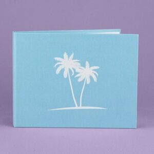 Brand‎ New Palm Tree Light Blue With White Pages Hardcover Guest Book